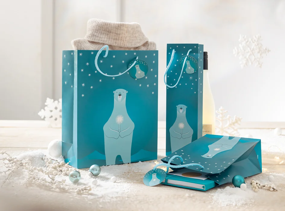sigel Sac cadeau de Noël 'Polar bear with candle', petit - OEM GT053