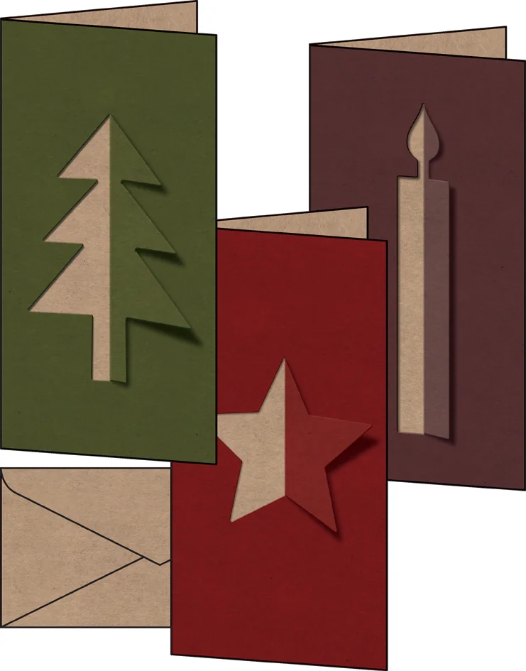 sigel Set de cartes de Noël 'Cut-out style', long (2/3 A4) - OEM DS082