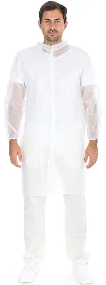 HYGOSTAR Blouse visiteur à fermeture autoagrippante, blanc - lot de 50 - OEM 2741