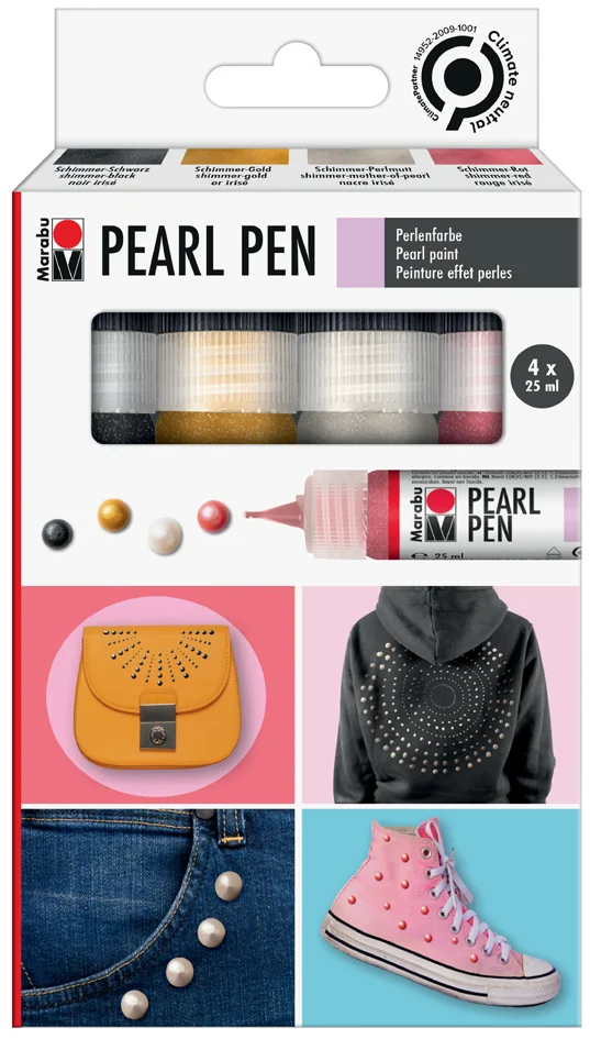 Marabu Peinture effet perles Pearl Pen, set de 4, assorti - OEM 1809000000080