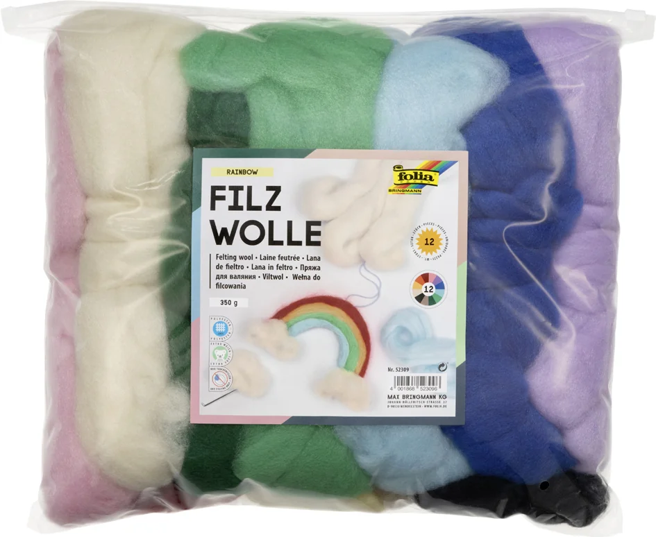 folia Laine feutrée 'RAINBOW', 350 g, assortie - OEM 52309