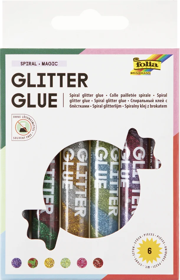 folia Colle pailletée 'Glitterglue SPIRAL NEON', assortie - OEM 576