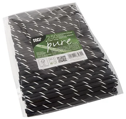 PAPSTAR Paille en papier 'pure', 150 mm, noir / blanc - OEM 87980