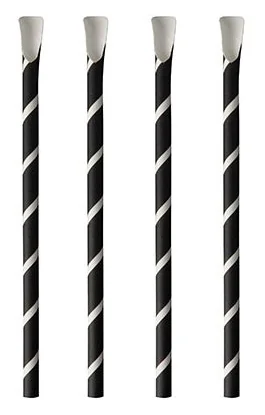 PAPSTAR Paille en papier avec cuiller 'pure', 200 mm, noir - OEM 87991
