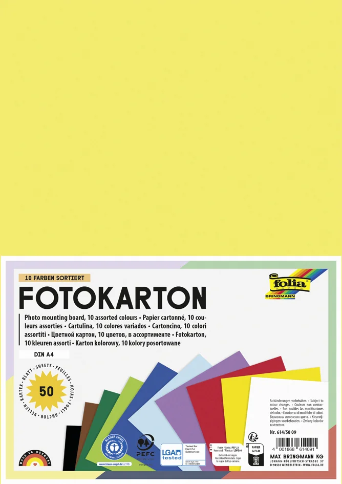 folia Carton de bricolage, A4, 300 g/m2, 25 couleurs - OEM 614/50 99