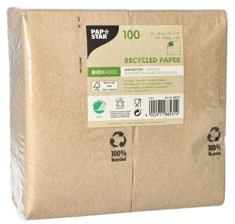 PAPSTAR Serviette de bistro, 330 x 330 mm, naturel - OEM 88531