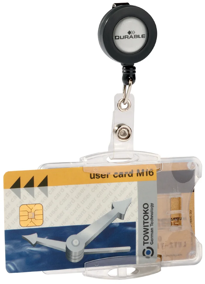 DURABLE Porte-carte double étui avec enrouleur, transparent - OEM 821919