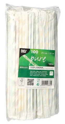 PAPSTAR Paille en papier 'Stripes', couleurs assorties - OEM 88702