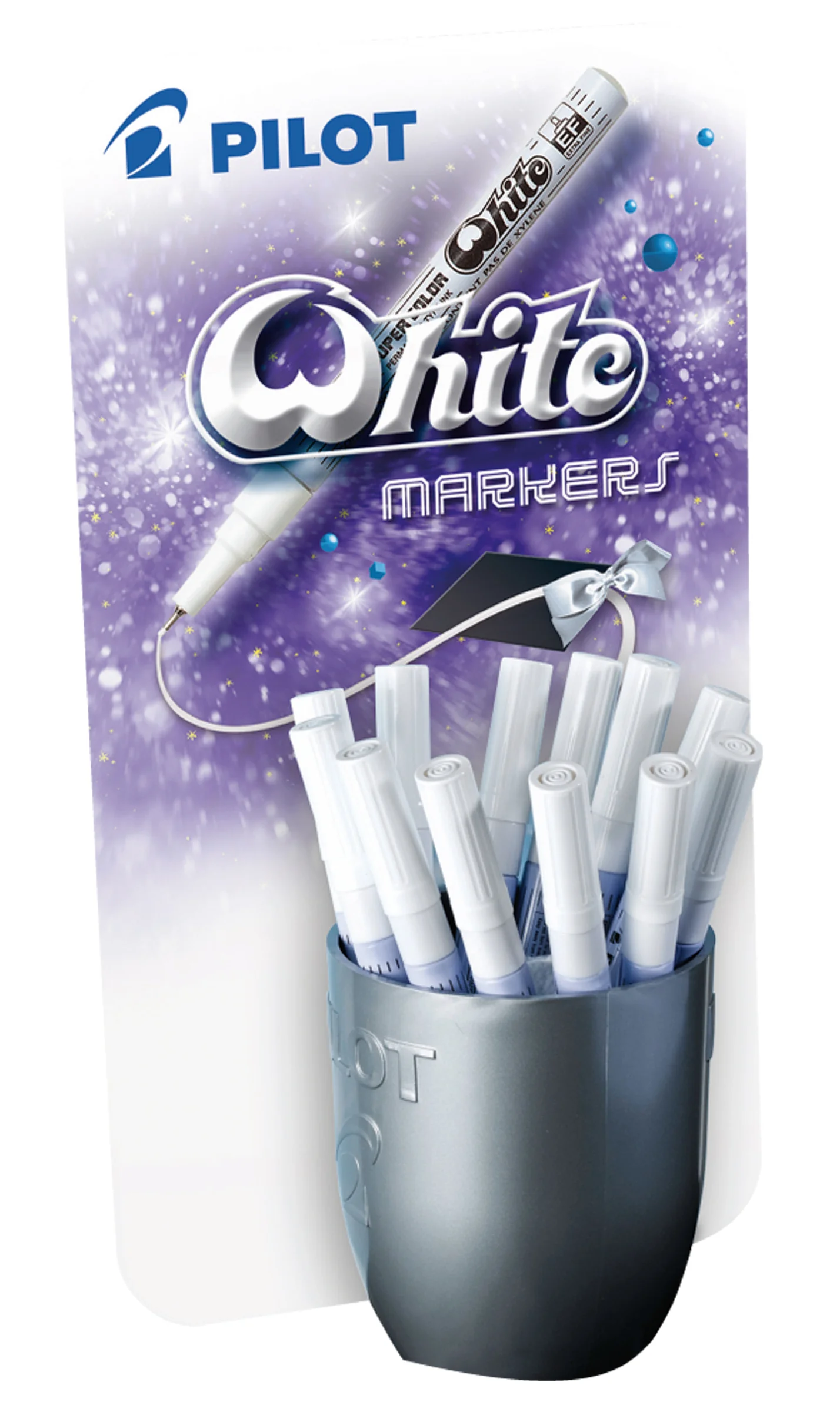 PILOT Marqueur permanent Super Color,présentoir de 24, blanc - OEM 214823