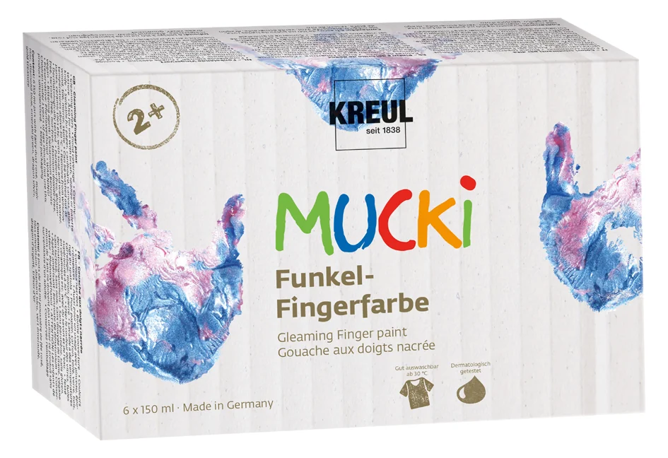 KREUL Gouache aux doigts nacrée 'MUCKI', 150 ml, set de 6 - OEM 2319