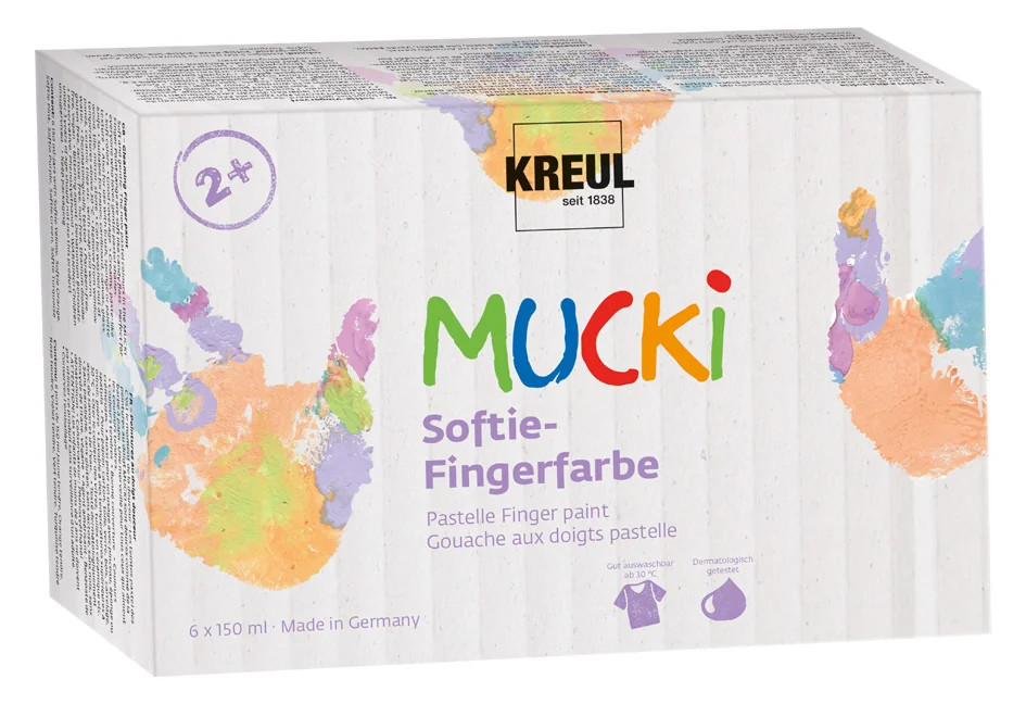 KREUL Gouache aux doigts pastel 'MUCKI', 150 ml, set de 6 - OEM 2321