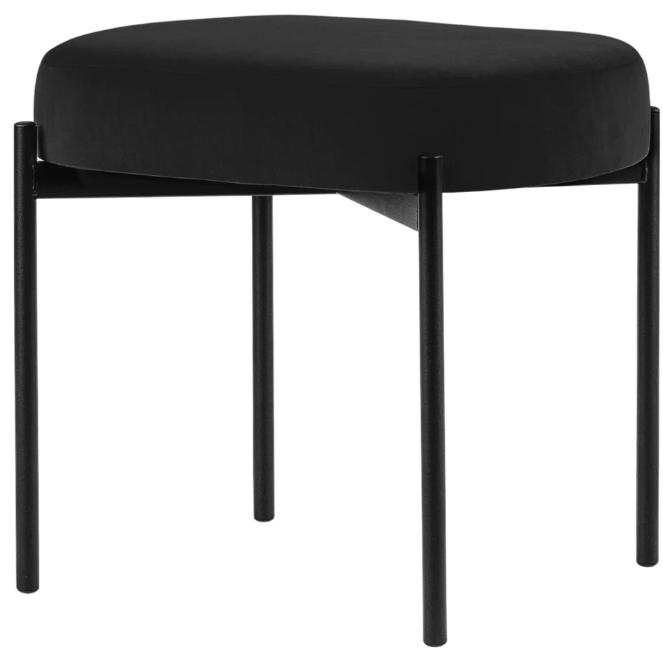 PAPERFLOW Banc oval GAIA, taille S, habillage velours, noir - OEM GBOSV.01.01