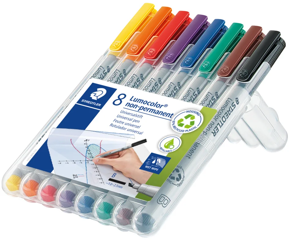 STAEDTLER Marqueur non permanent 312B Lumocolor, étui de 8 - OEM 312 WP8