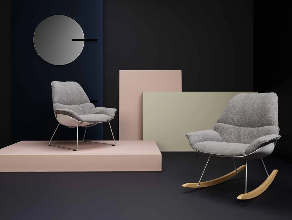 PAPERFLOW Fauteuil à bascule LAZY, blanc/gris - OEM FTLAZY.23.02.13