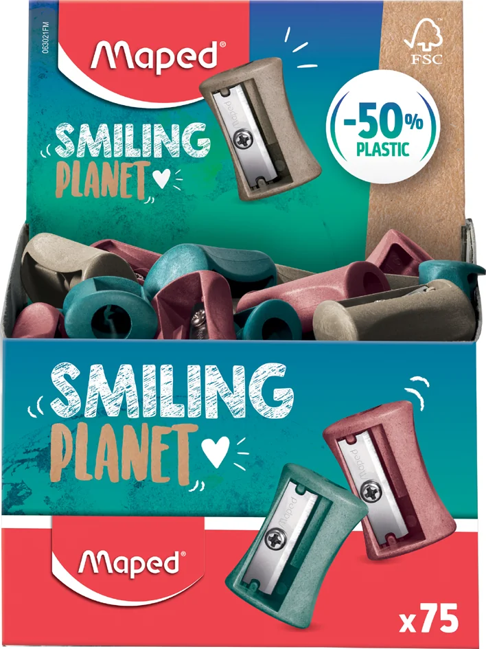 Maped Taille-crayons VIVO SMILING PLANET, présentoir de 75 - lot de 75 - OEM 063021FM