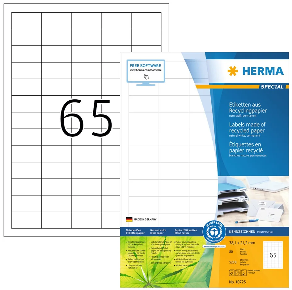 HERMA Étiquette universelle recyclée, 48,3 x 25,4 mm - OEM 10726