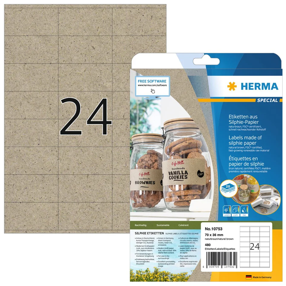 HERMA Étiquette en papier silphie, 105 x 148 mm, brun - OEM 10756