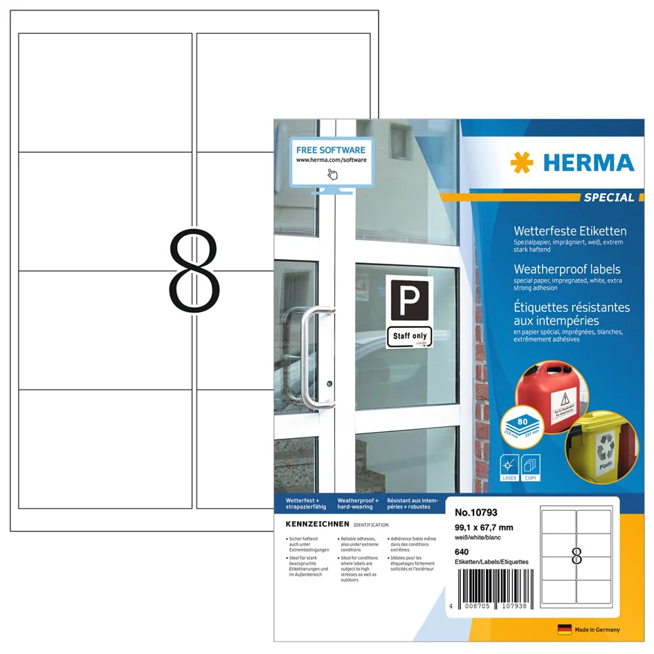 HERMA Étiquette en papier spécial résistant aux intempéries - OEM 10775