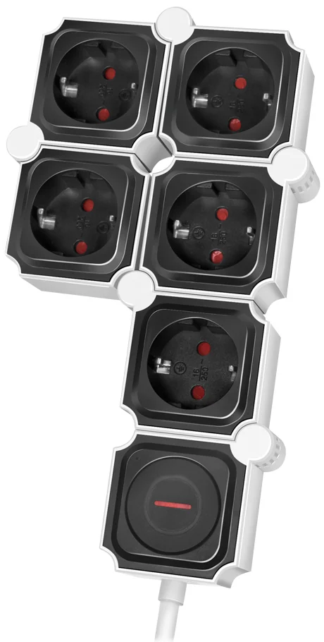 LogiLink Bloc multiprises flexible, 5 prises, noir/blanc - OEM LPS277