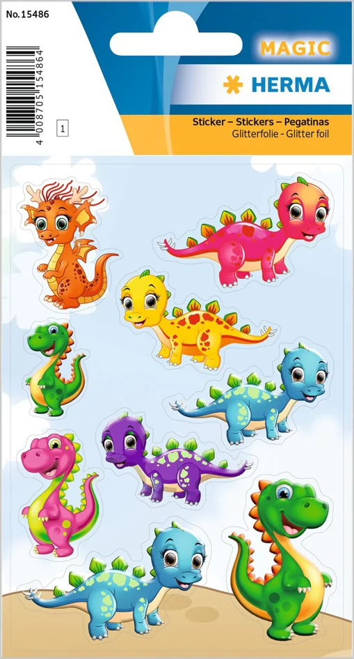 HERMA Sticker MAGIC 'Petits dinos', en film pailleté - OEM 15486