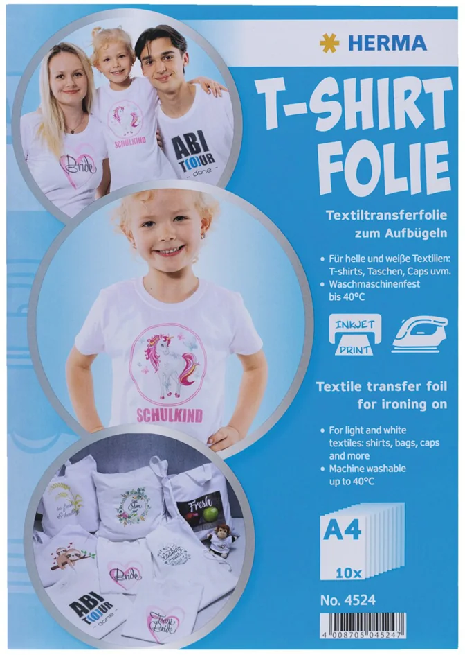 HERMA Feuille de transfert pour T-shirt, A4, textiles clairs - OEM 4525