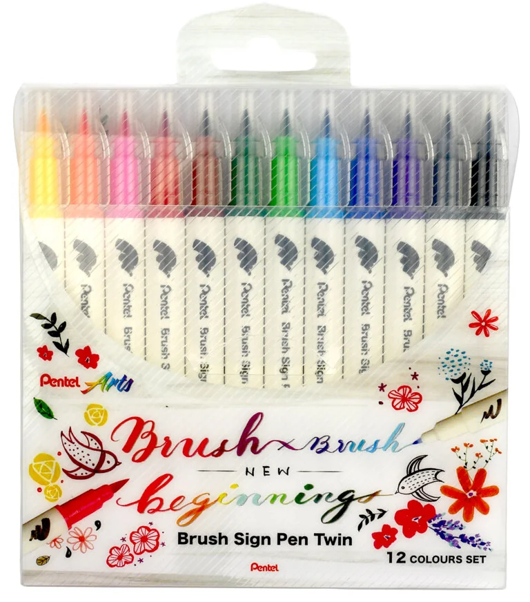 PentelArts Feutre pinceau BrushSignPen Twin, set de 18 - OEM SESW30C-18
