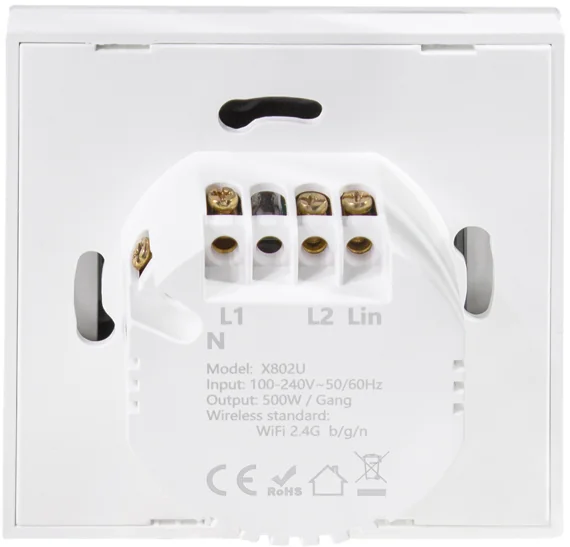 LogiLink Interrupteur mural RGB WiFi Smart, 2 boutons, blanc - OEM SH0125