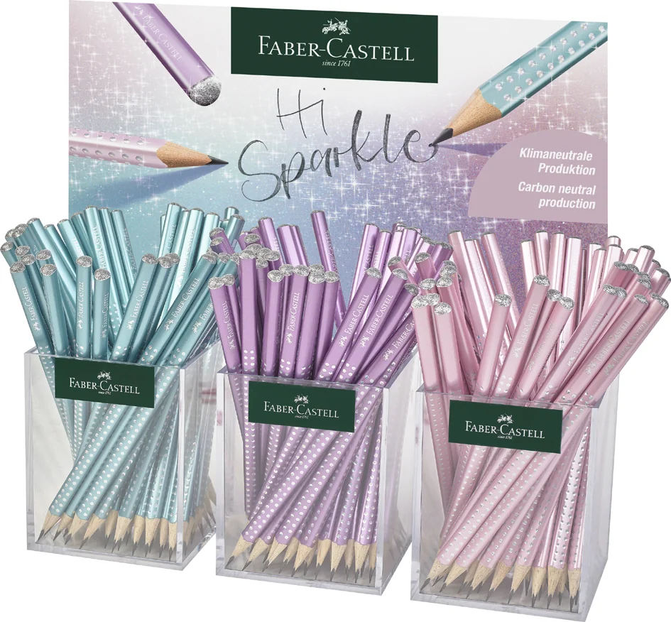 FABER-CASTELL Crayon de papier GRIP SPARKLE Cosmic, 3 pots - OEM 118253