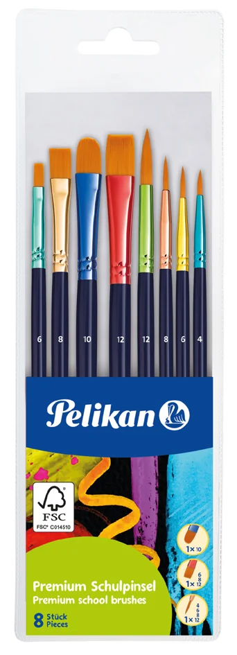 Pelikan Set de pinceaux Premium, 8 pièces, assorti - OEM 300008240