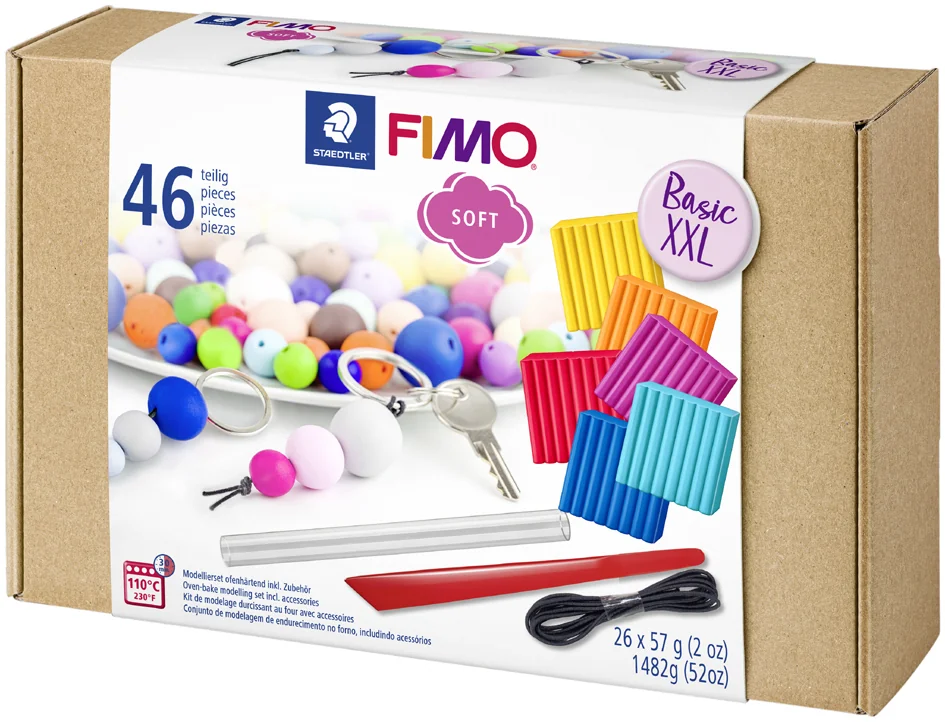 FIMO SOFT Kit de pâte à modeler 'Basic XXL', 46 pièces - OEM 8023 15