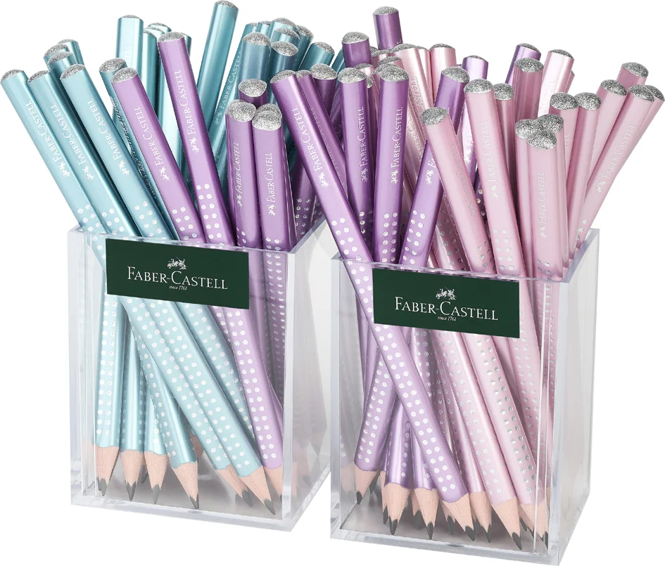 FABER-CASTELL Crayon graphite Jumbo GRIP SPARKLE, pot de 2 - OEM 111672