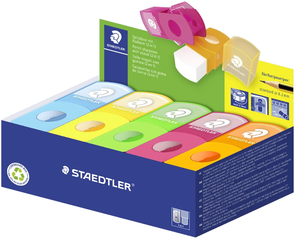 STAEDTLER Combi gomme - taille-crayon 511 SE, présentoir - lot de 10 - OEM 511 SE