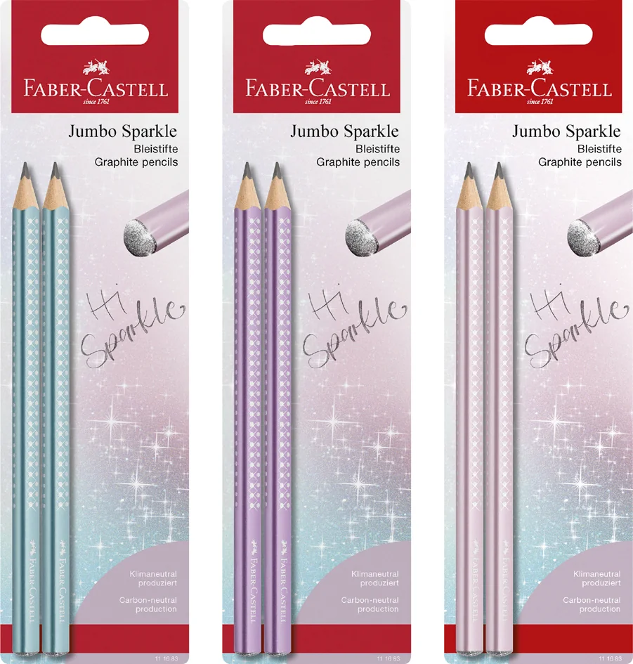 FABER-CASTELL Set de crayons graphite Jumbo GRIP SPARKLE - OEM 111683