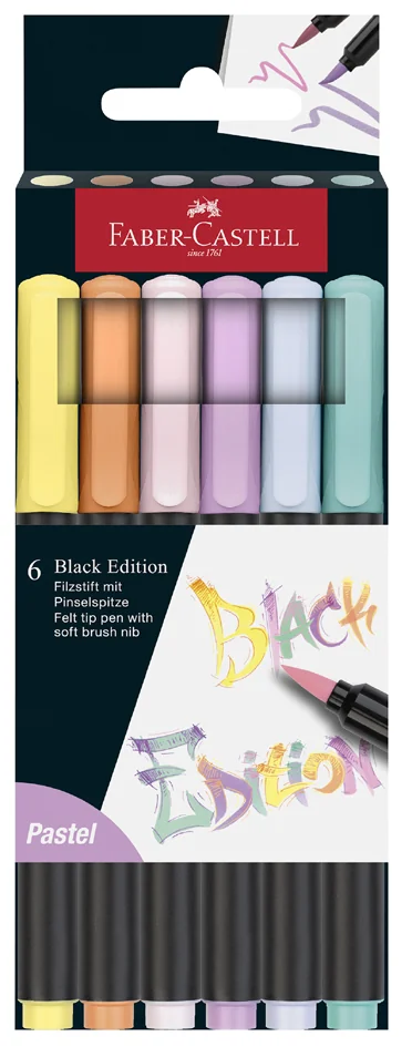 FABER-CASTELL Feutre Black Edition pastel, étui de 6 - OEM 116453