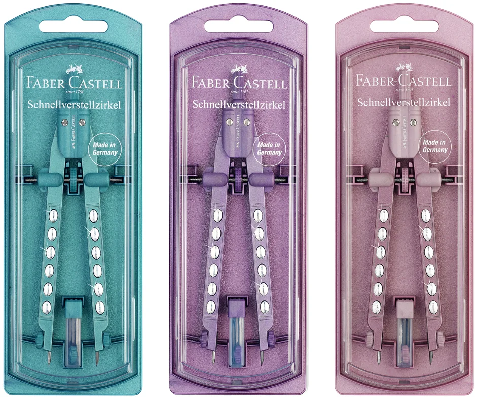 FABER-CASTELL Compas à réglage rapide FACTORY SPARKLE - lot de 3 - OEM 174323