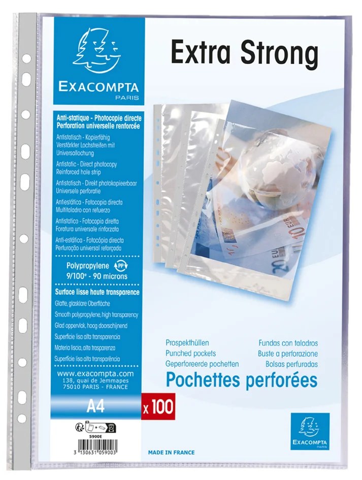 EXACOMPTA Pochette perforée, A4, PP, transparent - OEM 5900E