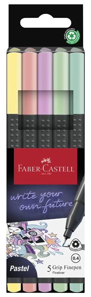 FABER-CASTELL Feutre pointe fine GRIP FINEPEN, étui de 5 - OEM 151602