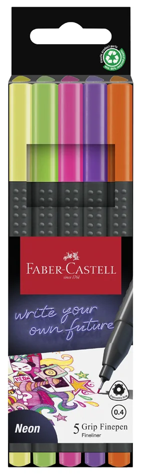 FABER-CASTELL Feutre pointe fine GRIP FINEPEN fluo, étui - OEM 151603