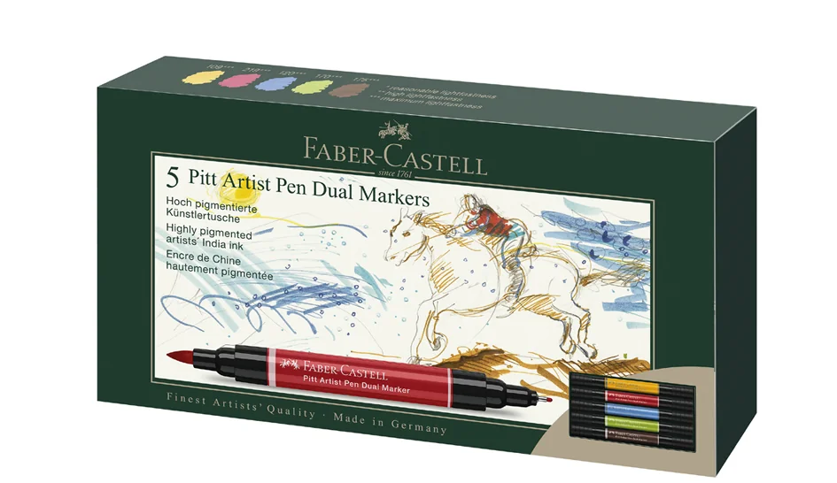 FABER-CASTELL Feutre PITT artist pen Dual Marker, étui de 5 - OEM 162005