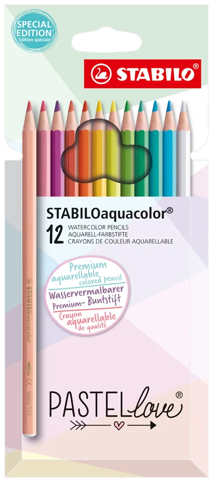 STABILO Crayon de couleur aquacolor Pastellove, étui de 12 - OEM 1612/7