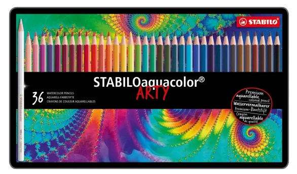 STABILO Crayon de couleur aquacolor 'ARTY', étui métallique - OEM 1624-5