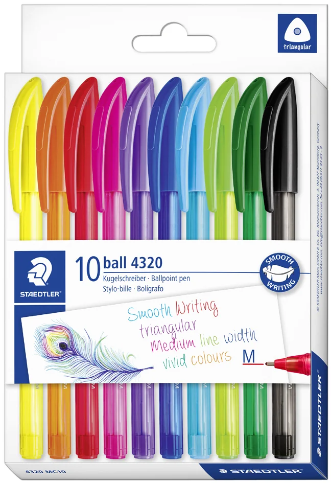 STAEDTLER Stylo à bille rétractable ball 4230 M, étui de 10 - OEM 4320 MC10