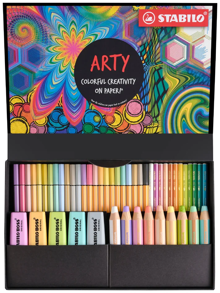 STABILO Kit créatif 'ARTY' pastel, boîte de 50 - OEM 77/6-2-20