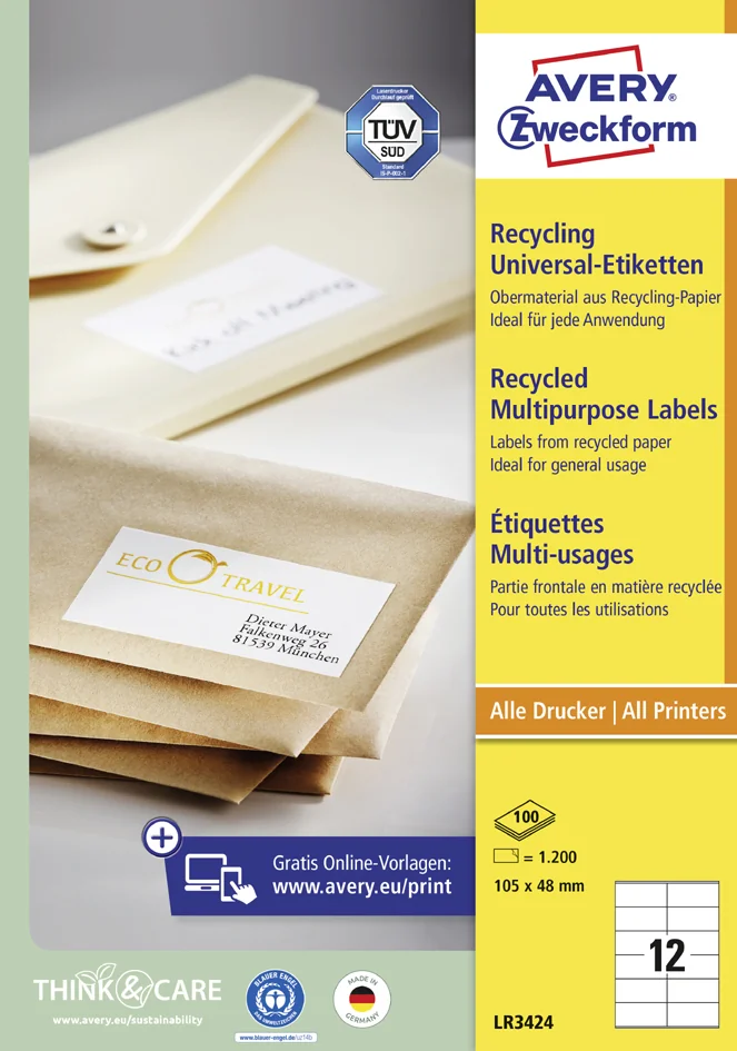 AVERY Zweckform Etiquettes multi-usage recyclées - OEM LR3424