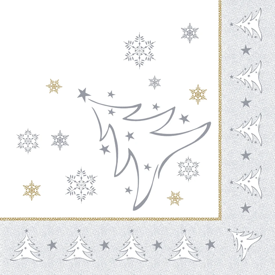 PAPSTAR Serviette à motif de Noël 'X-Mas Elegance', argent - OEM 87105