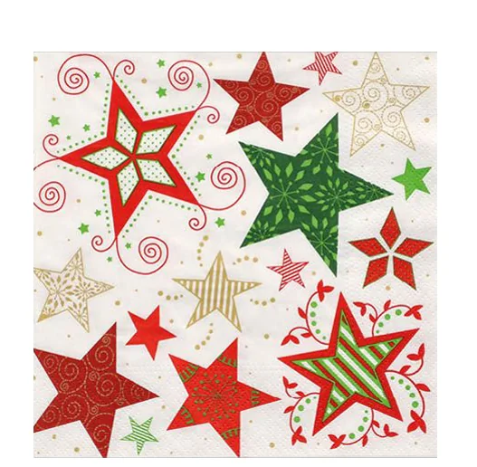 PAPSTAR Serviette à motif de Noël 'Heavenly Stars', blanc - OEM 88669