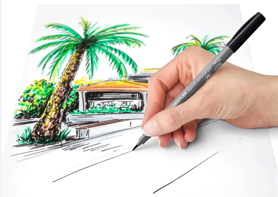 STAEDTLER Feutre pigment soft brush pen 'Grey Colours' - OEM 372 C6