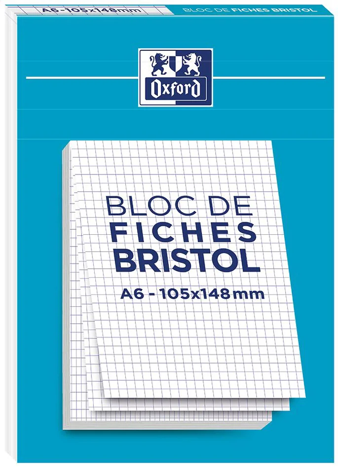 Oxford Bloc de fiches bristol, A6, quadrillé, blanc - OEM 400156164