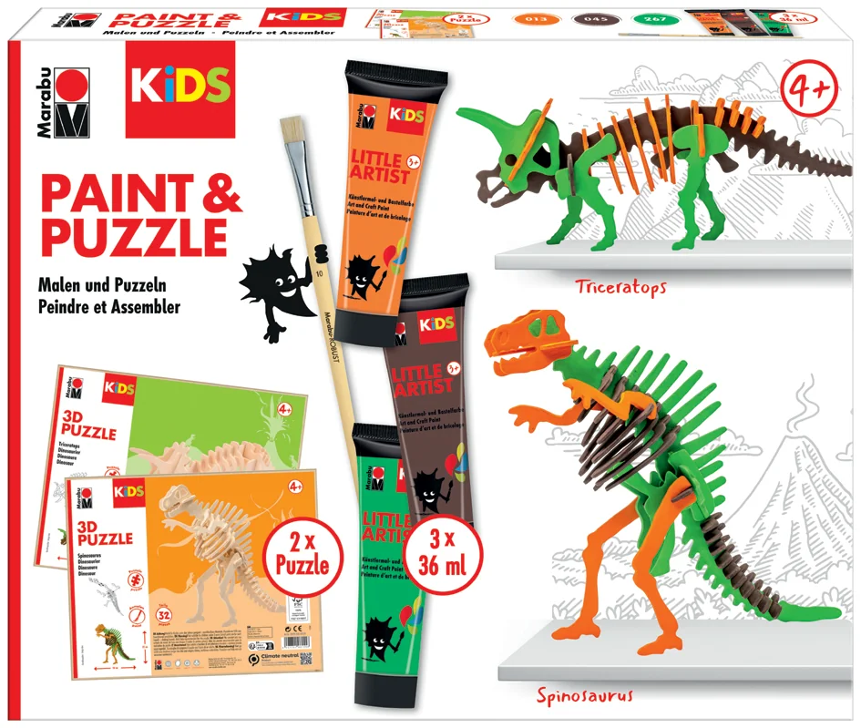 Marabu KiDS Kit peinture & puzzle Little Artist, dinos - OEM 0305000000110