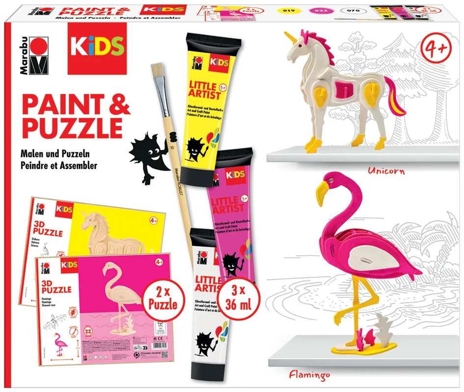 Marabu KiDS Kit peinture & puzzle Little Artist, flamant - OEM 0305000000111